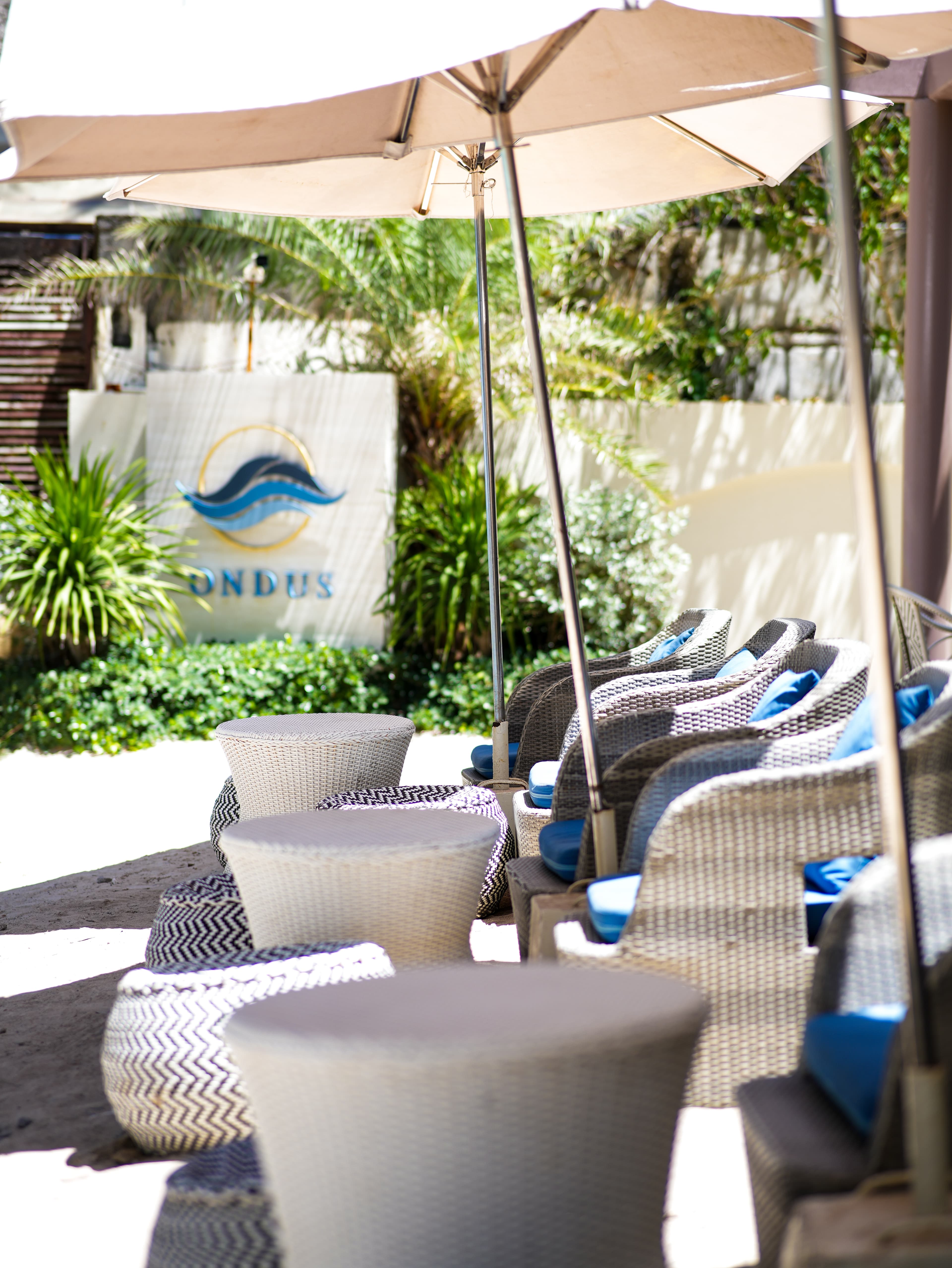 Beachfront cabana at Ondus Hotel