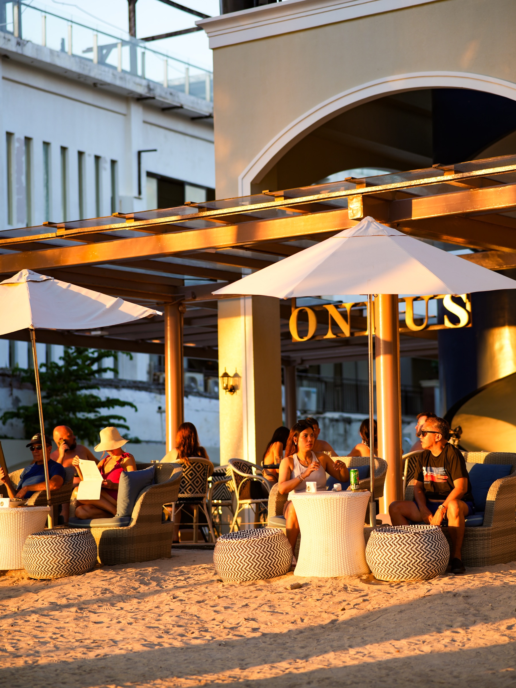 White sand beach of Boracay viewed from the al fresco terrace at Nonie's, Station 3